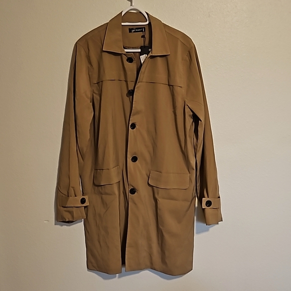 Lars Amadeus trench coat NWT sz. L two front flap pockets non wrinkle - Picture 3 of 7